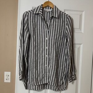Striped Gray and White Women’s Tunic Style Shirt